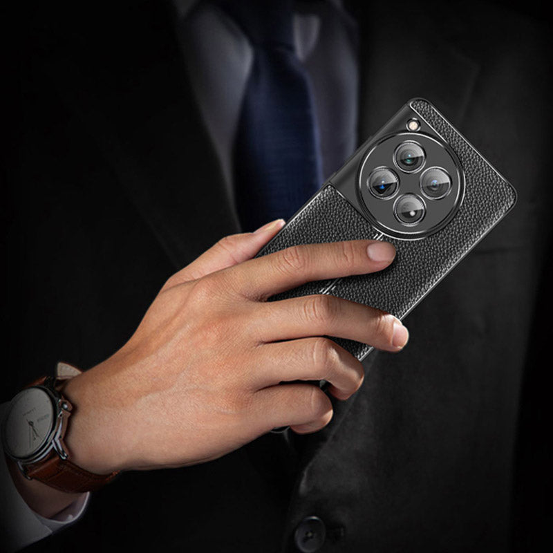 For OnePlus 12 5G Soft TPU Case Litchi Texture Protective Phone Cover - Black For OnePlus 12 5G Soft TPU Case Litchi Texture Protective Phone Cover - Black